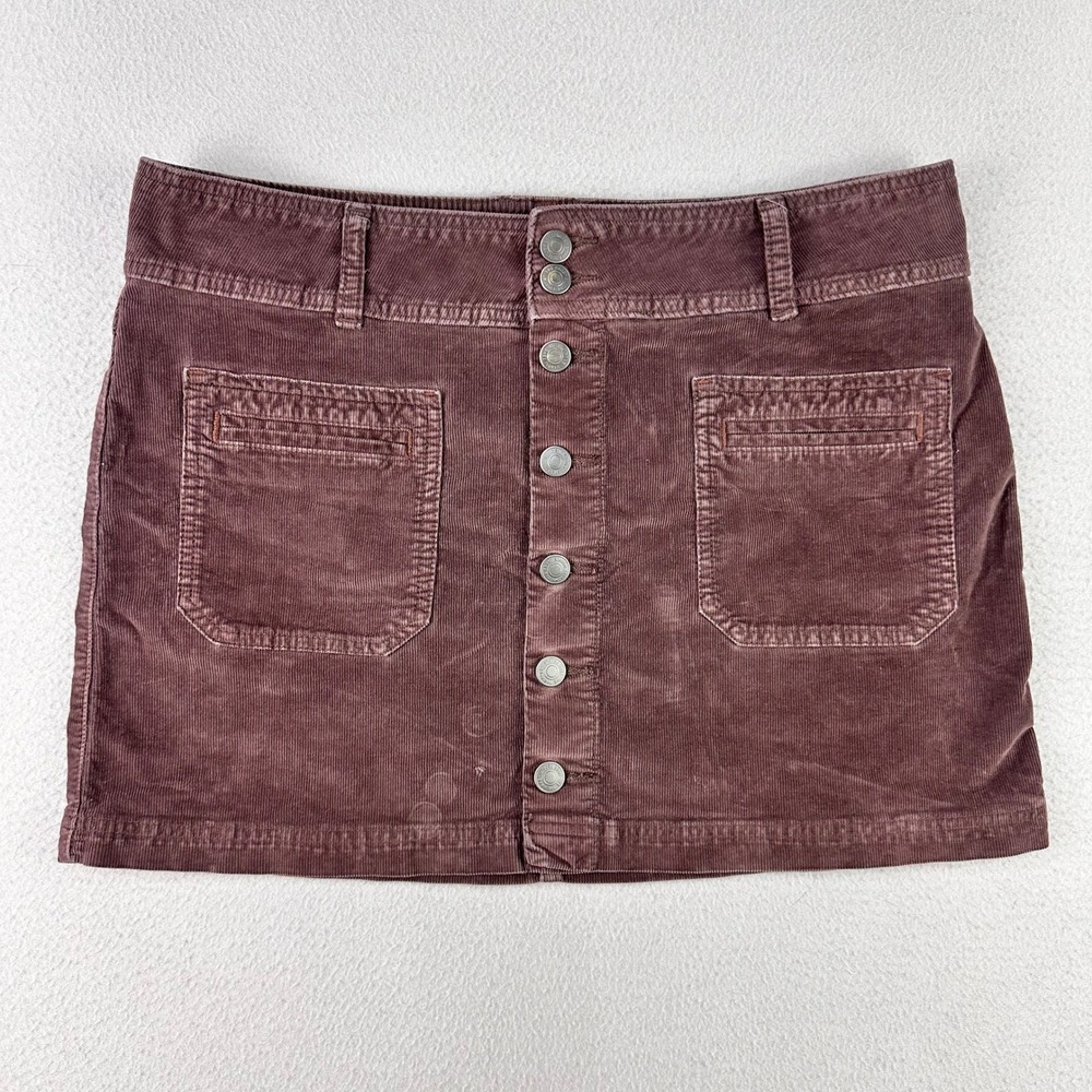 We The Free Free People Corduroy Skirt Womens 31‎  Brown Button Front Mini Boho